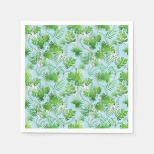 3D groen blad patroon 01x4 LBlue BG Servet