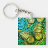 3D Groene en Turquoise Vlinder Sleutelhanger (Voorkant)