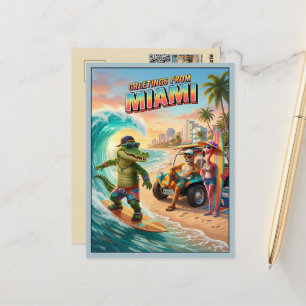 3D Groeten uit Miami Reis Briefkaart