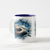 3D Grote Witte Haai Hot Cocoa Coffee Mok (Voorkant links)