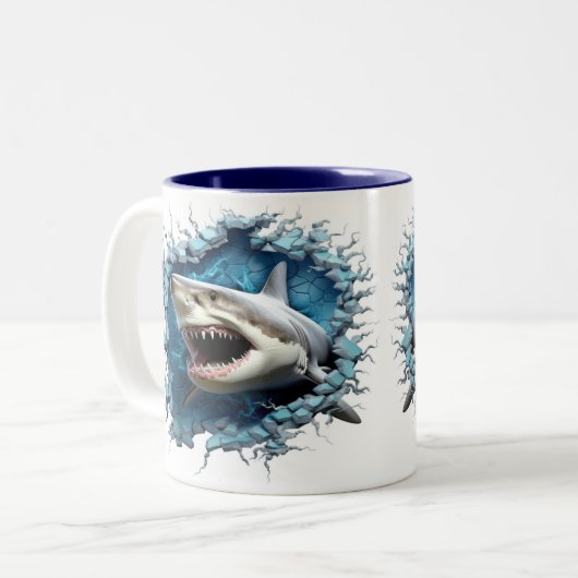 3D Grote Witte Haai Hot Cocoa Coffee Mok (Voorkant links)