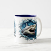 3D Grote Witte Haai Hot Cocoa Coffee Mok (Voorkant rechts)