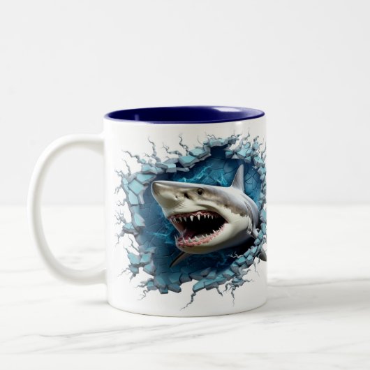 3D Grote Witte Haai Hot Cocoa Coffee Mok (Links)
