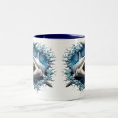 3D Grote Witte Haai Hot Cocoa Coffee Mok (Center)