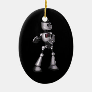 ♪ ♫ 3D Halftone Sci-Fi Robot Guy Dancing Keramisch Ornament
