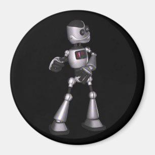 3D Halftone Sci-Fi Robot Guy Dancing Magneet