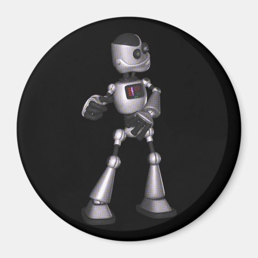 3D Halftone Sci-Fi Robot Guy Dancing Magneet (Voorkant)