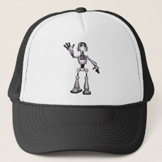 3D Halftone Sci-Fi Robot Guy Waving Trucker Pet
