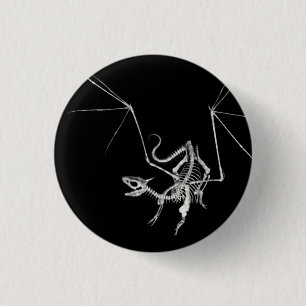 3D Halftone Skeleton Dragon 4 Ronde Button 3,2 Cm