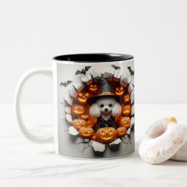 3D Halloween Dog Bal Halloween Mugs, Tea, Coffee Tweekleurige Koffiemok