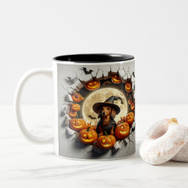 3D Halloween Dog Bal Halloween Mugs, Tea, Coffee Tweekleurige Koffiemok