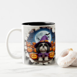3D Halloween Dog Bal Halloween Mugs, Tea, Coffee Tweekleurige Koffiemok