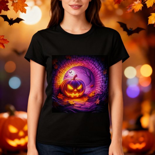 3D Halloween pompoen ontwerp T-shirt