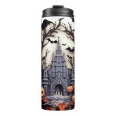 3d Halloween pompoen spookhuis Thermosbeker (Voorkant)
