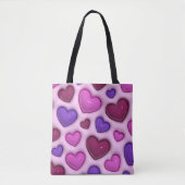 3D Heart Pattern - Pink Romantic Everyday Tote Bag (Devant)