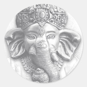 3d Heer Ganesha - OM Ronde Sticker