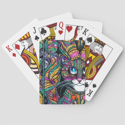 3D helder, heel klein, volledig lichaamscat Pokerkaarten (Achterkant)