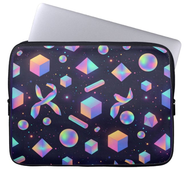3D Holographic Geometric Padded Laptop Sleeve (Voorkant)