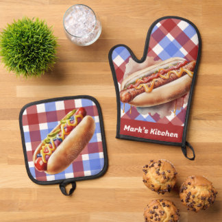 3D Hotdog Kook uit Chef Keuken Ovenwant & Pannenlap Set