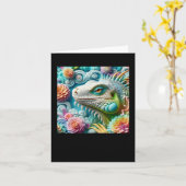 3D Iguana Sticker Kaart (Gele Bloem)