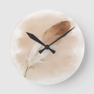 3D Impasto Waterverf Zand Veer Boho Elegant Ronde Klok
