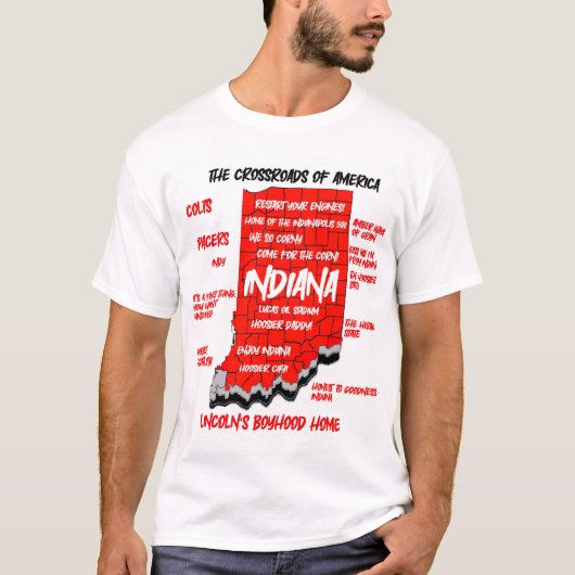3D Indiana kaartontwerp T-shirt (Voorkant)