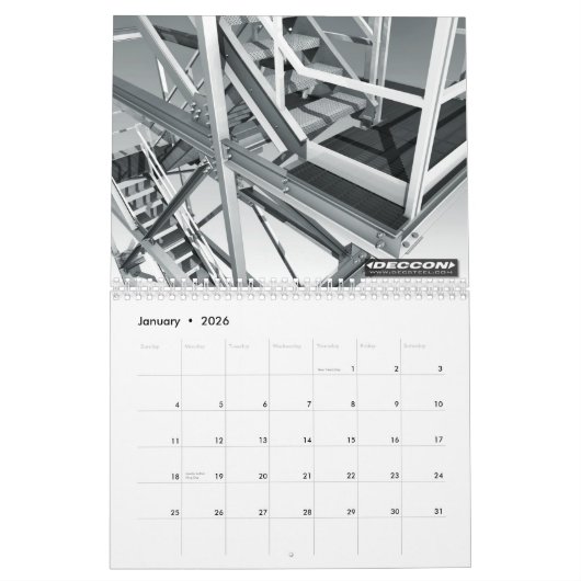 3D INDUSTRIËLE FINE ART B&W - DIGITALE ART KALENDER (Jan 2026)