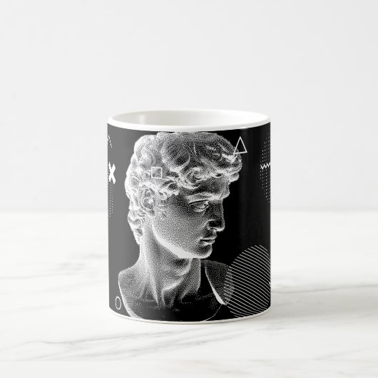 3D ing van Michelangelo's David head in pixel 8 Koffiemok (Center)