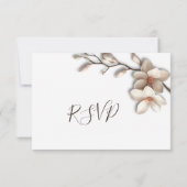 3D Ivory Magnolia Simple Wedding RSVP Kaartje (Achterkant)