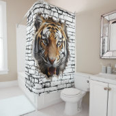 3D Jaguar Wall Break Art – Realistic Safari Douchegordijn (In situ)