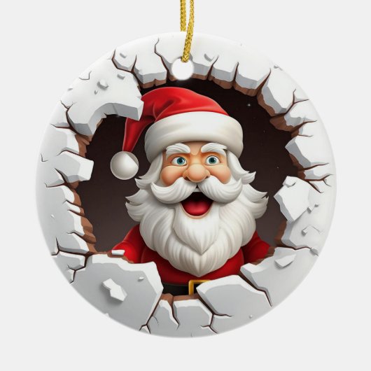 3D Jolly Kerstman Keramisch Ornament (Voorkant)