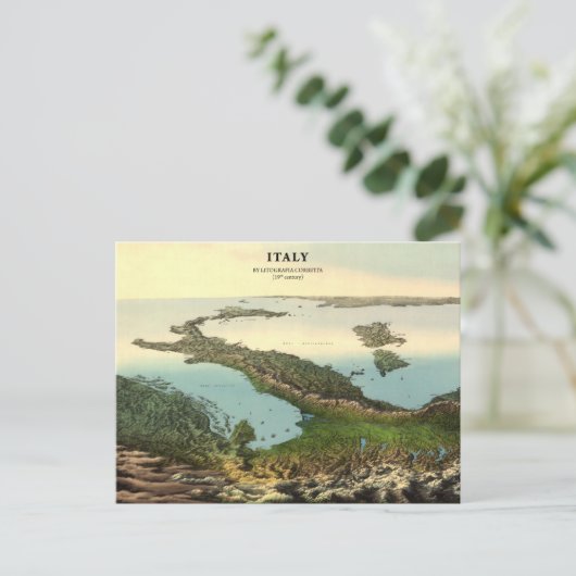 3D-kaart van het Briefkaart van Italië (19e eeuw) (Staand voorkant)