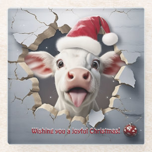 3D Kalf Kerstmis Glazen Onderzetter