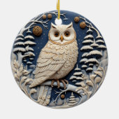 3D Kerst Schattige Witte Uil Dier Keramisch Ornament (Achterkant)