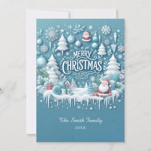 3D Kerstman Kerstkaart (Voorkant)