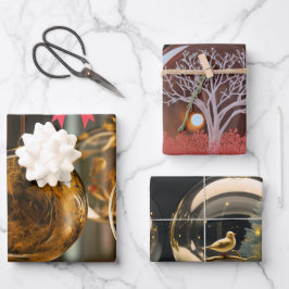 3D Kerstmisdoppen Verpakkende Document Vlakke Blad Inpakpapier Vel