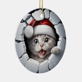 3D Kerstmiskitten Keramisch Ornament (Rechts)