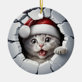 3D Kerstmiskitten Keramisch Ornament (Voorkant)