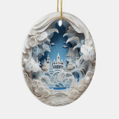 3D Kerstwinter Wonderland Keramisch Ornament (Rechts)