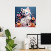 3D Kijkende Kat Print Poster Kunst Muurschildering (Thuiskantoor)