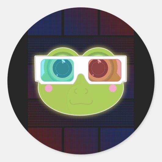 3D Kikker Ronde Sticker (Voorkant)