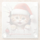 3D Kitten Kerstmis Glazen Onderzetter (Achterkant)