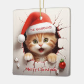 3D Kitten Kerstmis Keramisch Ornament (Links)