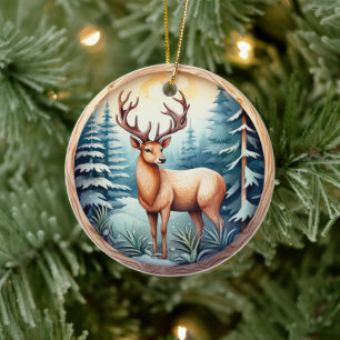 3D KLASSIEKE KERSTHERTEN KERAMISCH ORNAMENT
