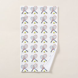 3D kleine blauwe rode tennisrackets Handdoek