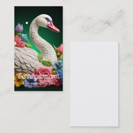3D Kleurrijke Swan Pattern Oorbel Kaarten Visitekaartje (Voorkant / Achterkant)