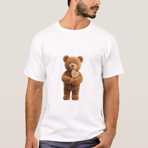 3D Knuffelige Donzige Teddybeer met Houten 'Alleen T-shirt