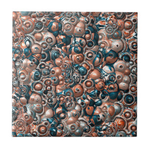 3D koper en blauw Abstract Tegeltje