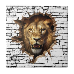 3D Leeuw Muurbreuk Kunst – Realistische Safari Tegeltje