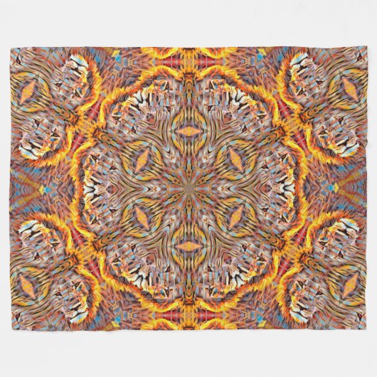3D Leeuw Optische Illusie Geometrische Mandala Fleece Deken (Voorkant (Horizontaal))